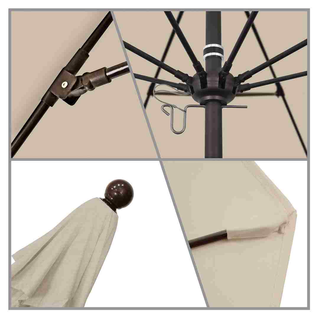 California Umbrellas Antique Beige 9' Patio Umbrella Bronze Pole, Olefin Canopy CAL-ALTO908117-F22