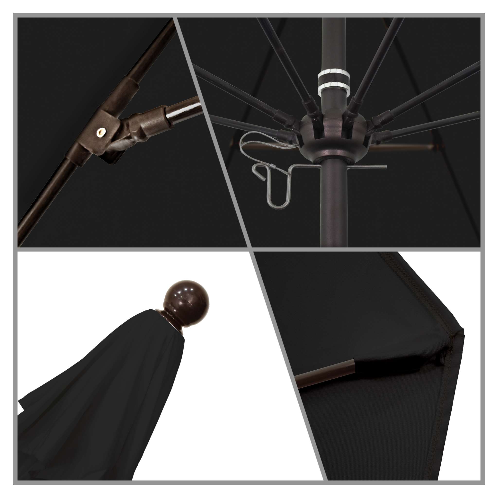 California Umbrellas Black 9' Patio Umbrella Bronze Pole, Olefin Canopy CAL-ALTO908117-F32