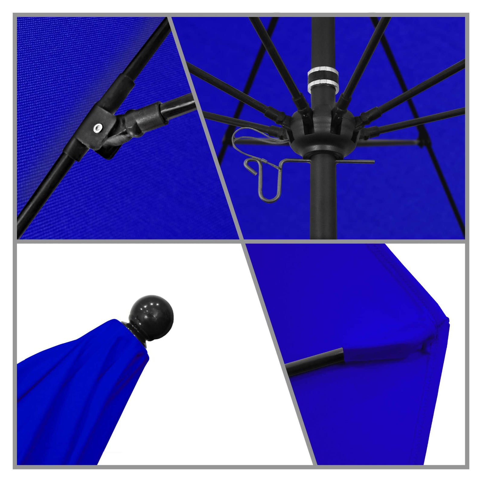 California Umbrellas Pacific Blue 9' Patio Umbrella Black Pole, Sunbrella Canopy CAL-ALTO908302-5401