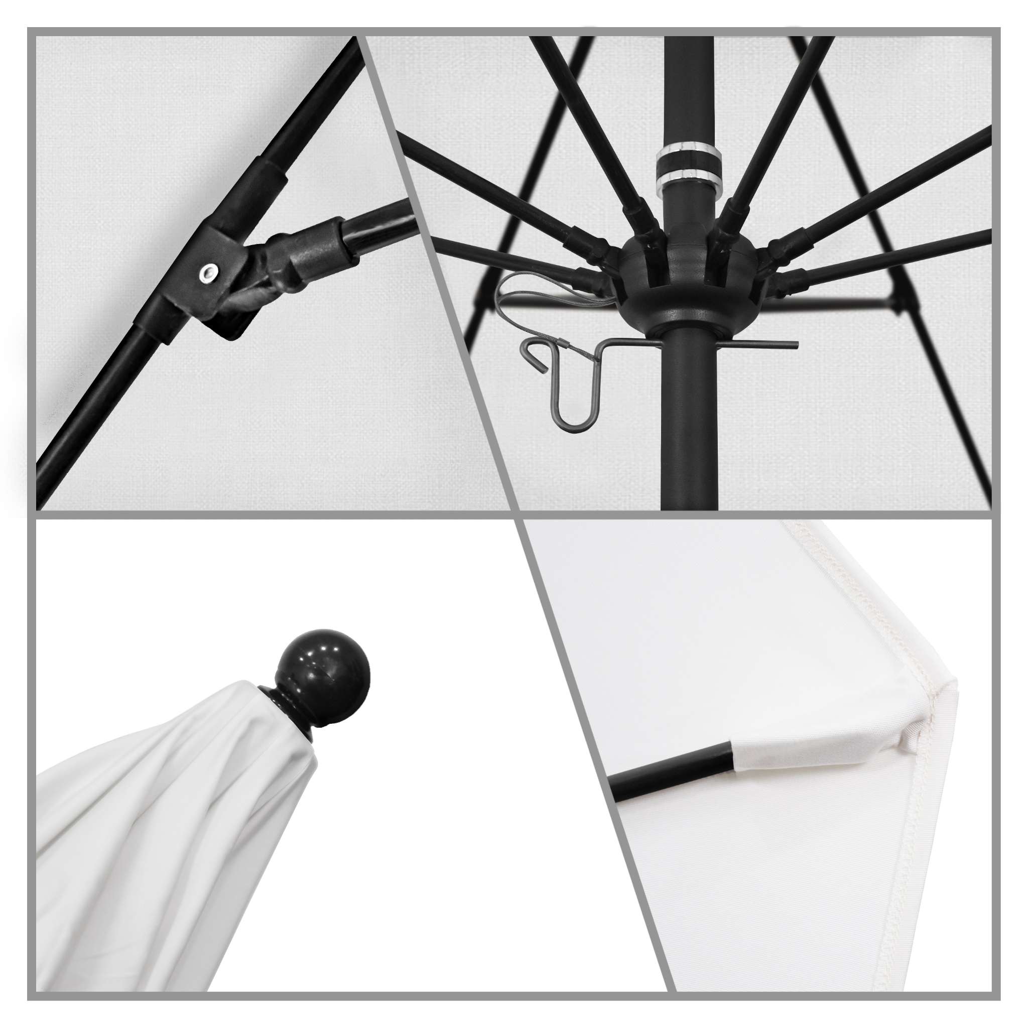California Umbrellas Natural 9' Patio Umbrella Black Pole, Sunbrella Canopy CAL-ALTO908302-5404