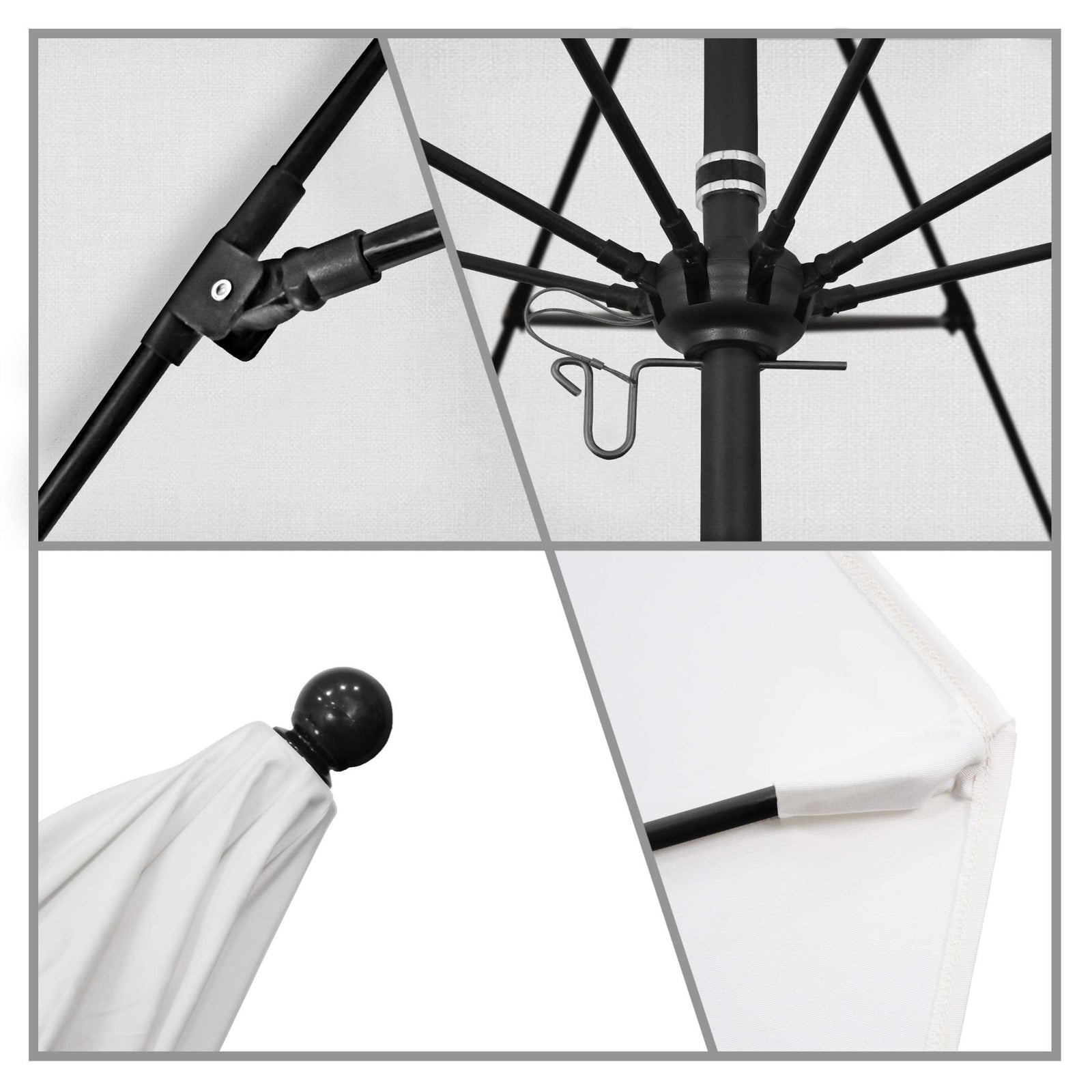 California Umbrellas Natural 9' Patio Umbrella Black Pole, Sunbrella Canopy CAL-ALTO908302-5404