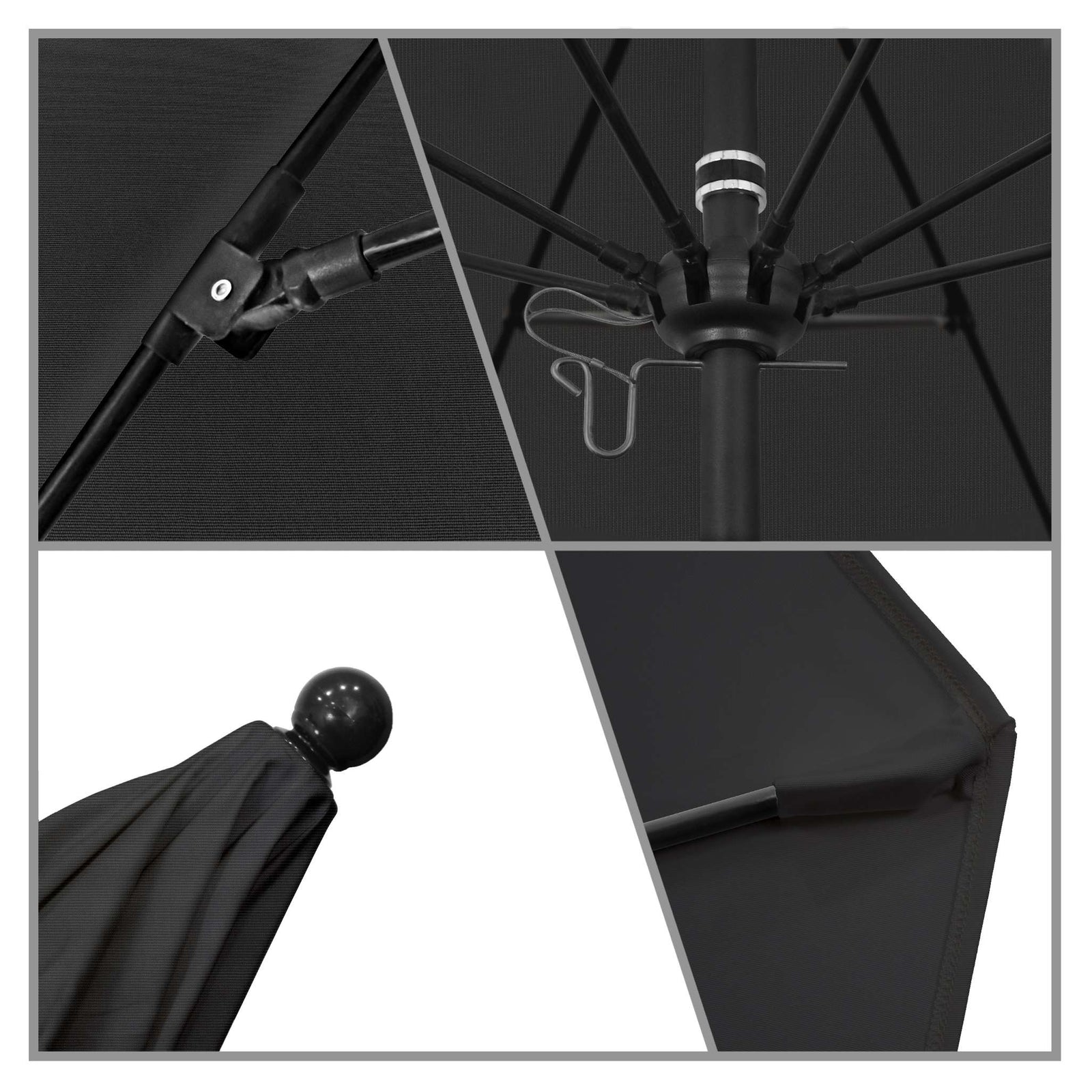 California Umbrellas Black 9' Patio Umbrella Black Pole, Sunbrella Canopy CAL-ALTO908302-5408