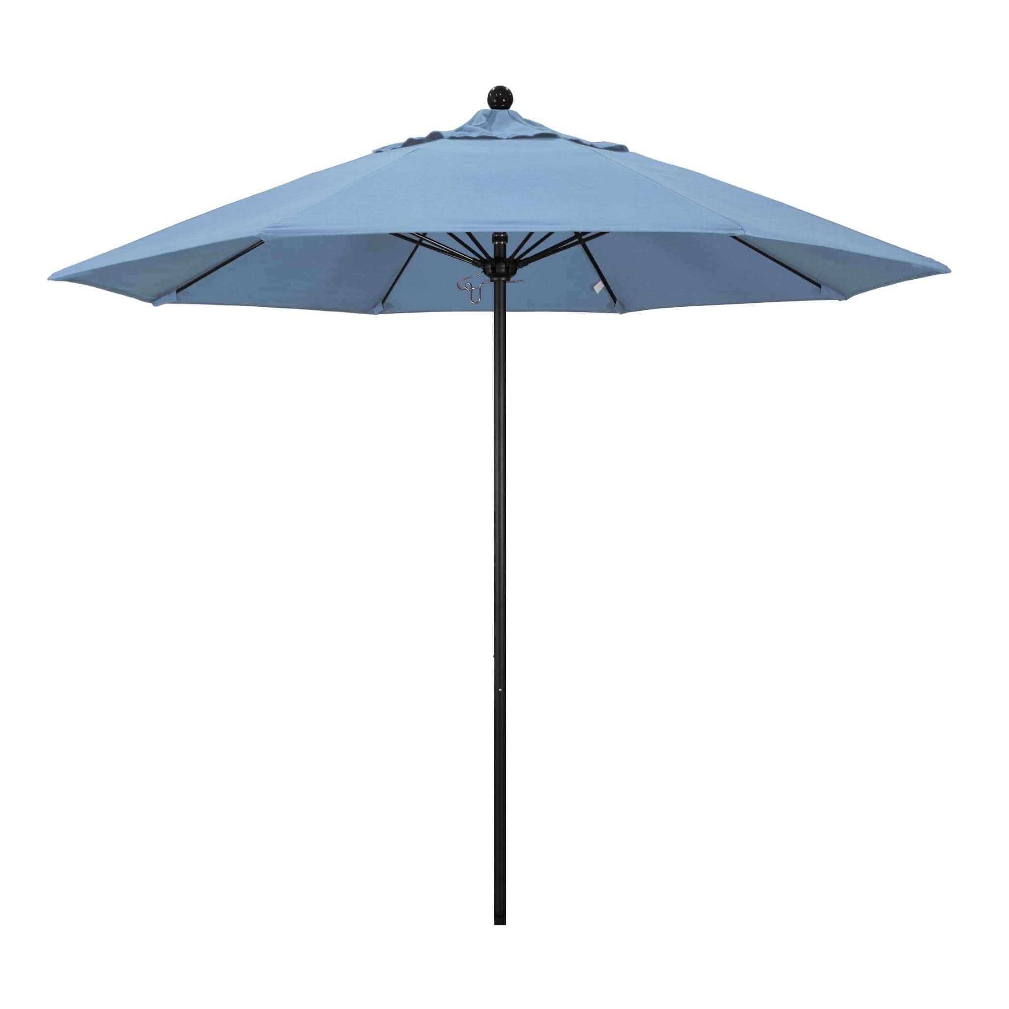 California Umbrellas Air Blue 9' Patio Umbrella Black Pole, Sunbrella Canopy CAL-ALTO908302-5410