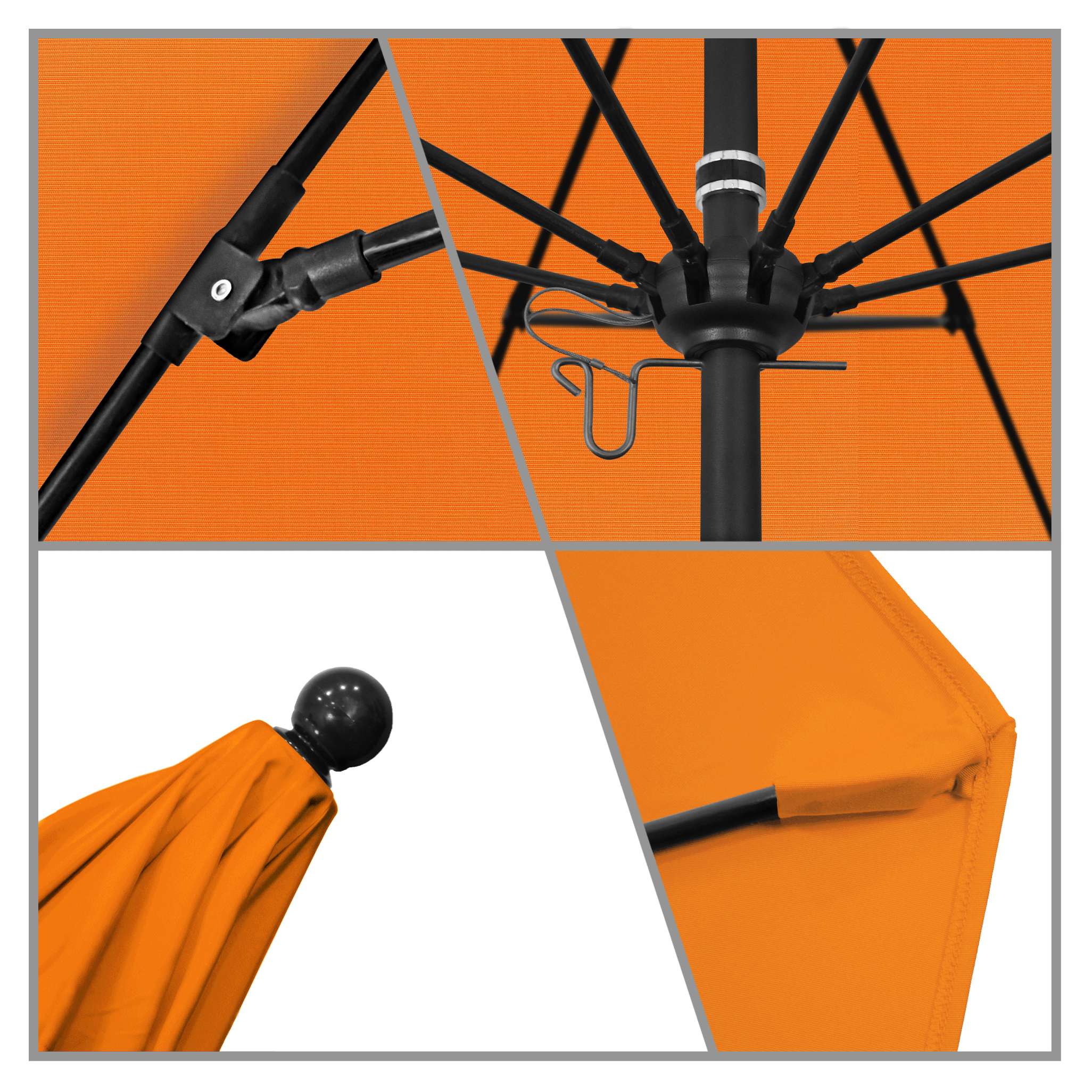 California Umbrellas Tuscan 9' Patio Umbrella Black Pole, Sunbrella Canopy CAL-ALTO908302-5417