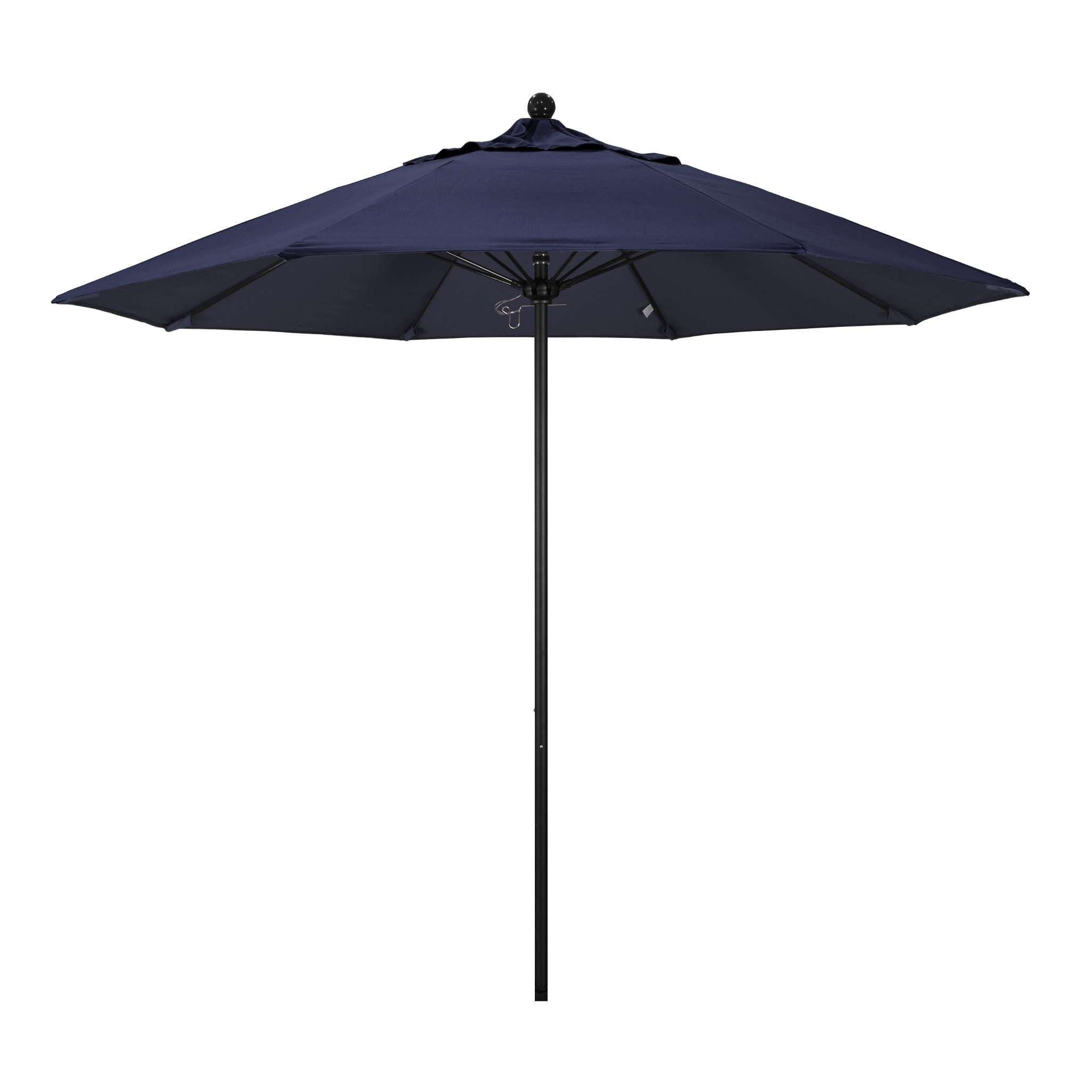 California Umbrellas Navy Blue 9' Patio Umbrella Black Pole, Sunbrella Canopy CAL-ALTO908302-5439