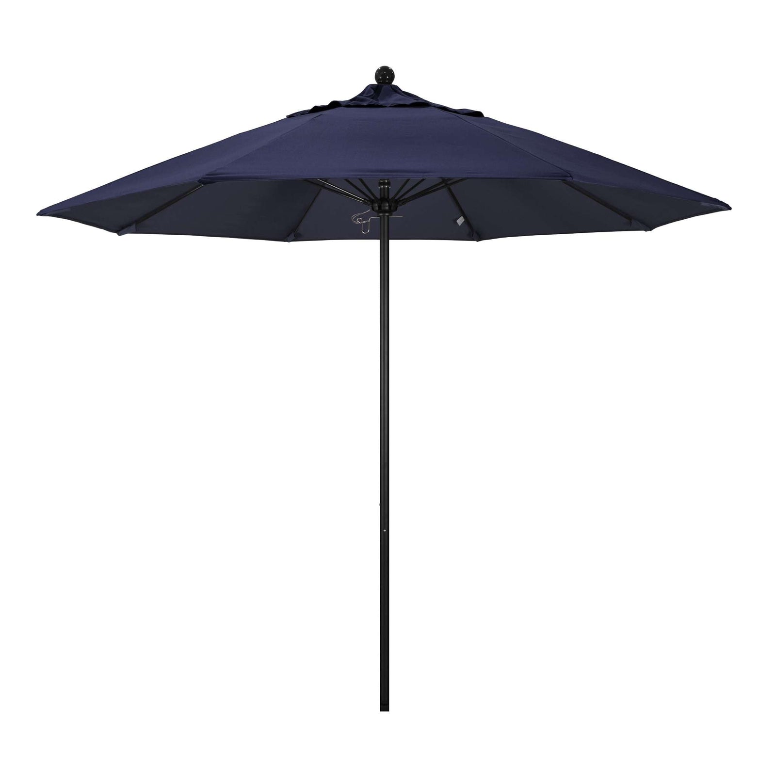 California Umbrellas Navy Blue 9' Patio Umbrella Black Pole, Sunbrella Canopy CAL-ALTO908302-5439