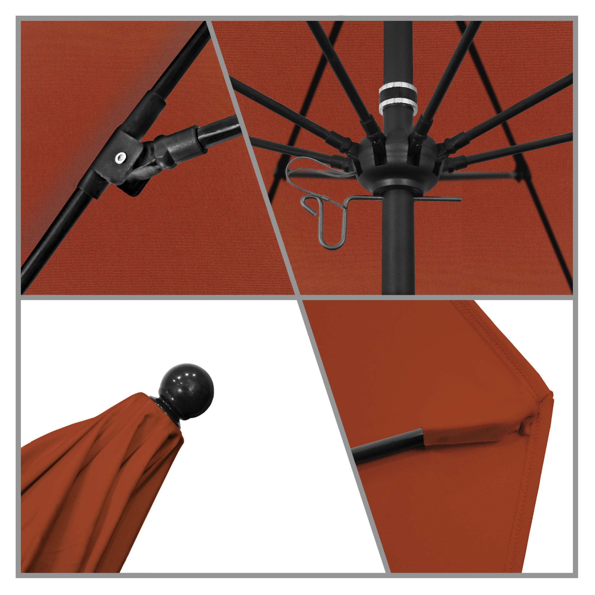 California Umbrellas Terracotta 9' Patio Umbrella Black Pole, Sunbrella Canopy CAL-ALTO908302-5440