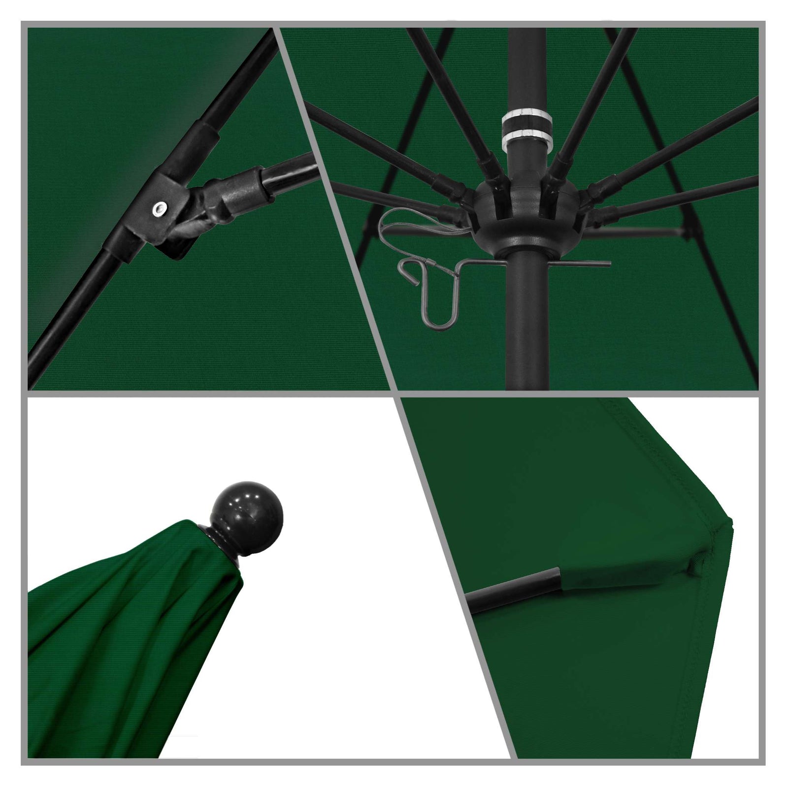 California Umbrellas Forest Green 9' Patio Umbrella Black Pole, Sunbrella Canopy CAL-ALTO908302-5446