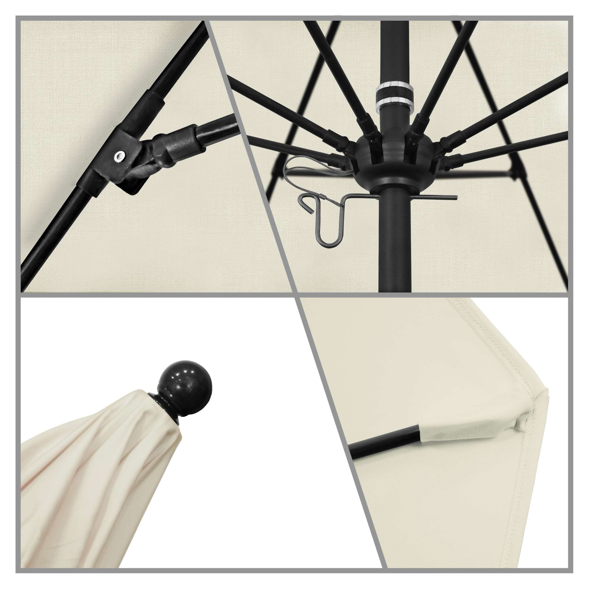 California Umbrellas Canvas 9' Patio Umbrella Black Pole, Sunbrella Canopy CAL-ALTO908302-5453