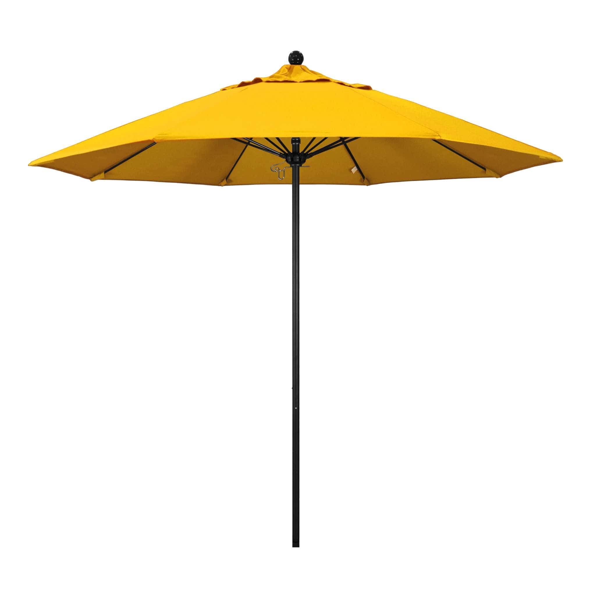 California Umbrellas Sunflower Yellow 9' Patio Umbrella Black Pole, Sunbrella Canopy CAL-ALTO908302-5457