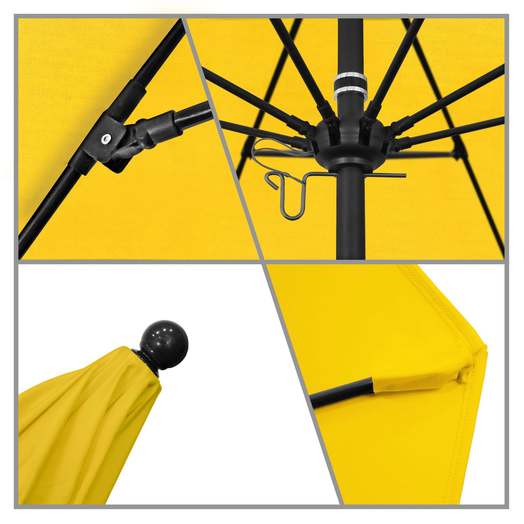 California Umbrellas Sunflower Yellow 9' Patio Umbrella Black Pole, Sunbrella Canopy CAL-ALTO908302-5457