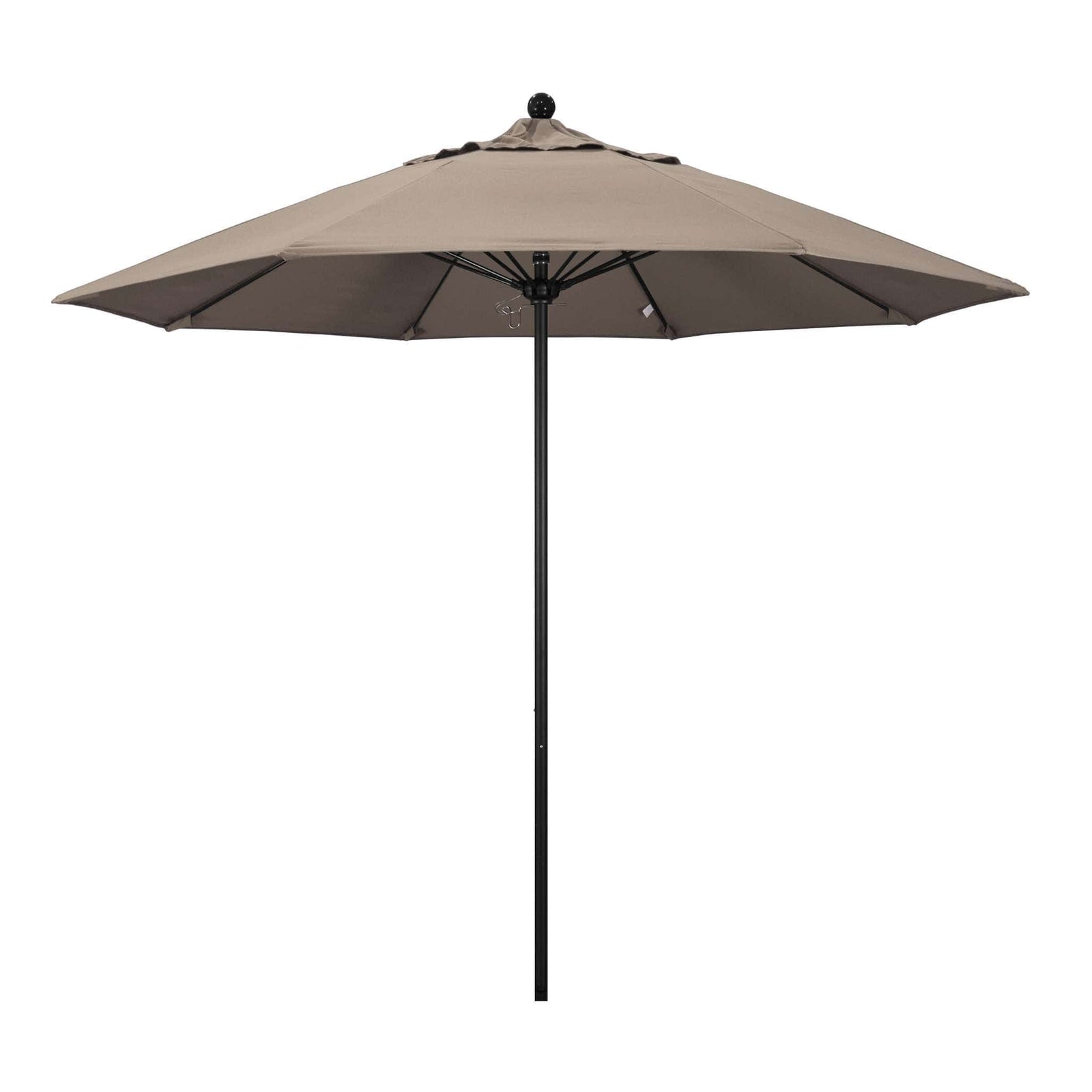 California Umbrellas Taupe 9' Patio Umbrella Black Pole, Sunbrella Canopy CAL-ALTO908302-5461