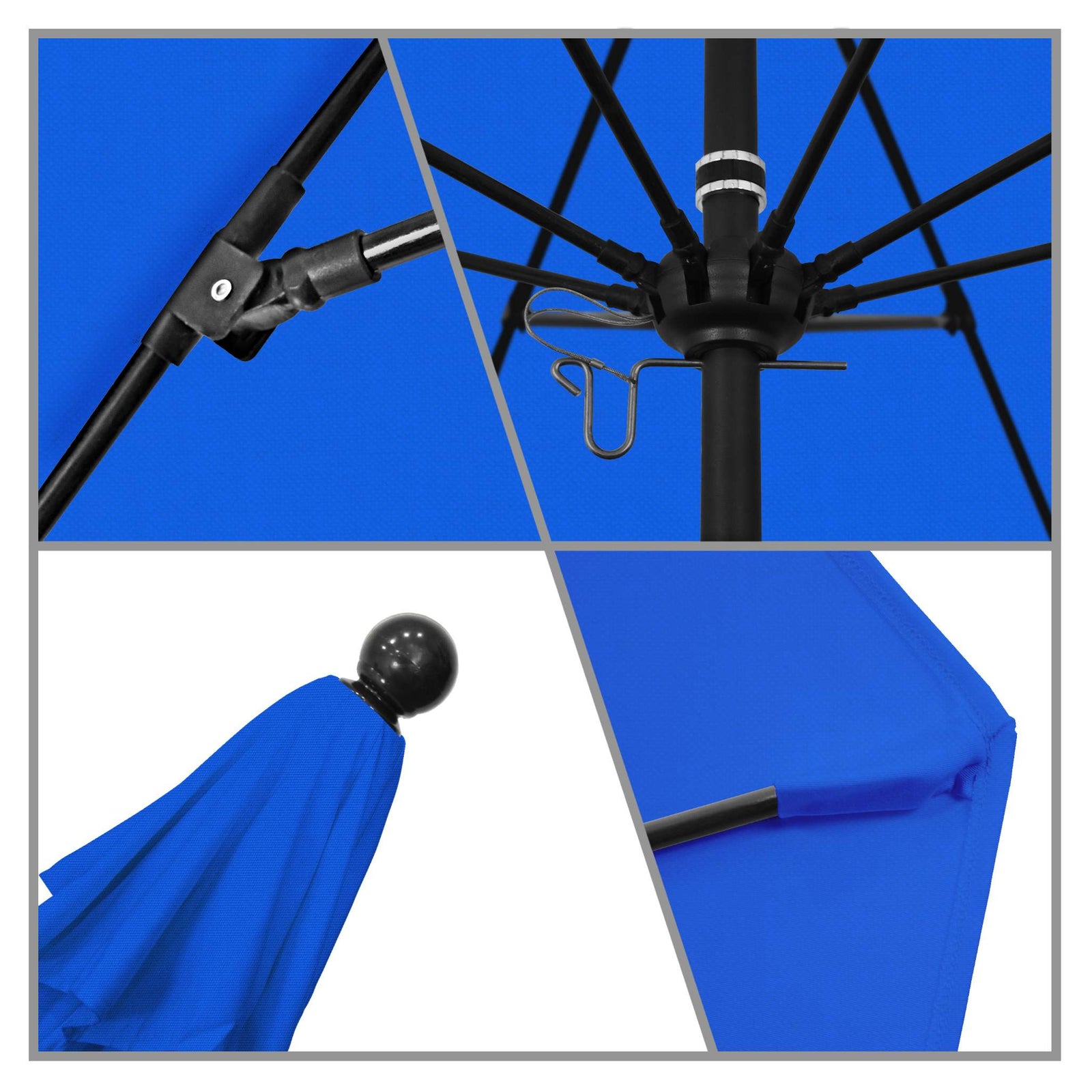 California Umbrellas Royal Blue 9' Patio Umbrella Black Pole, Olefin Canopy CAL-ALTO908302-F03