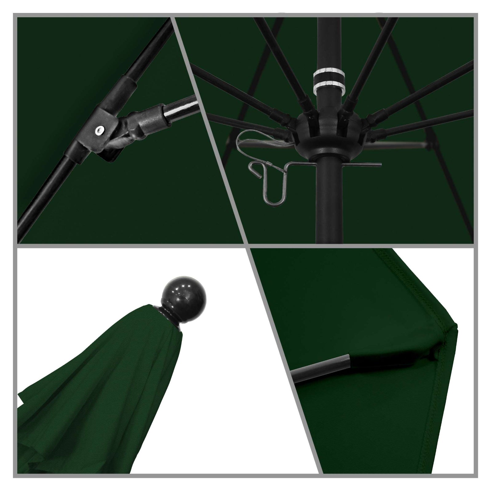 California Umbrellas Hunter Green 9' Patio Umbrella Black Pole, Olefin Canopy CAL-ALTO908302-F08