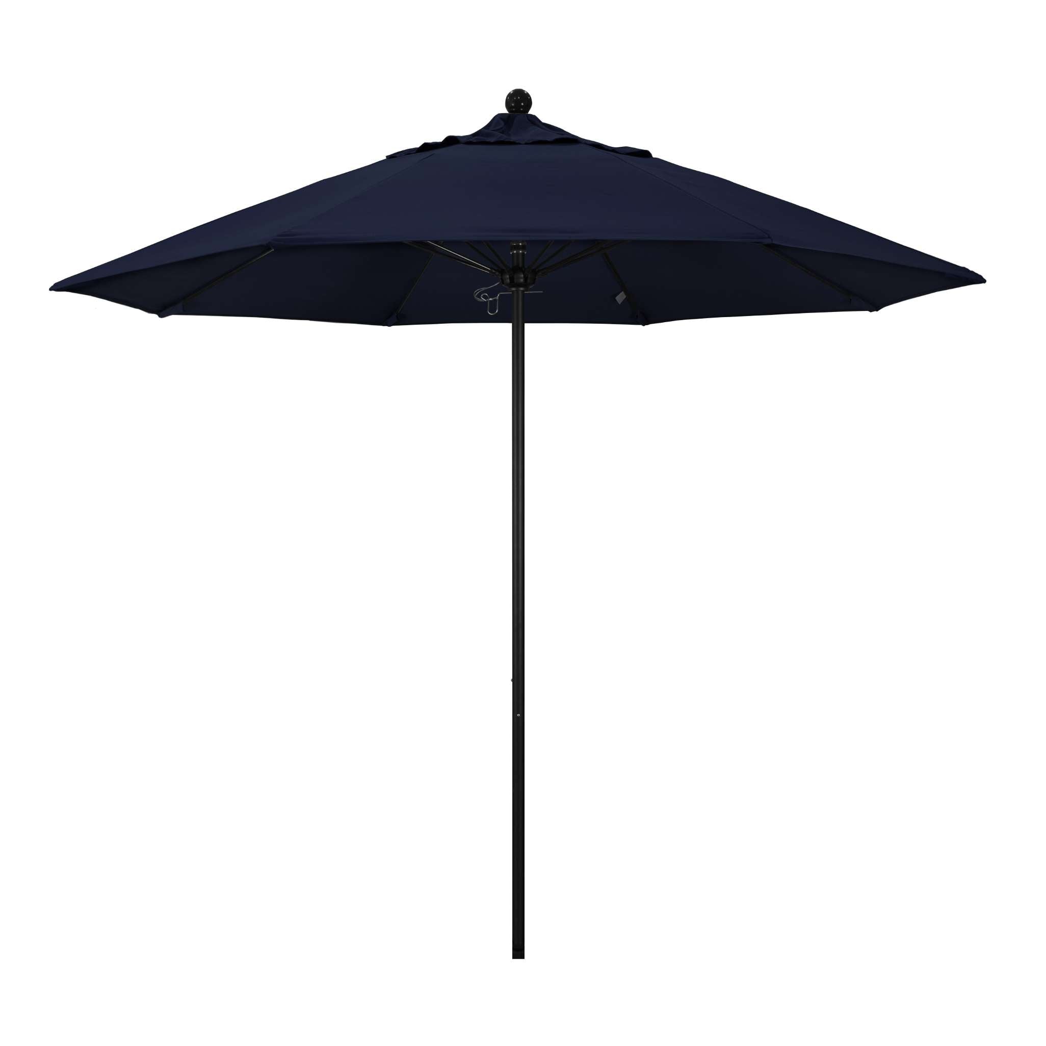 California Umbrellas Navy Blue 9' Patio Umbrella Black Pole, Olefin Canopy CAL-ALTO908302-F09