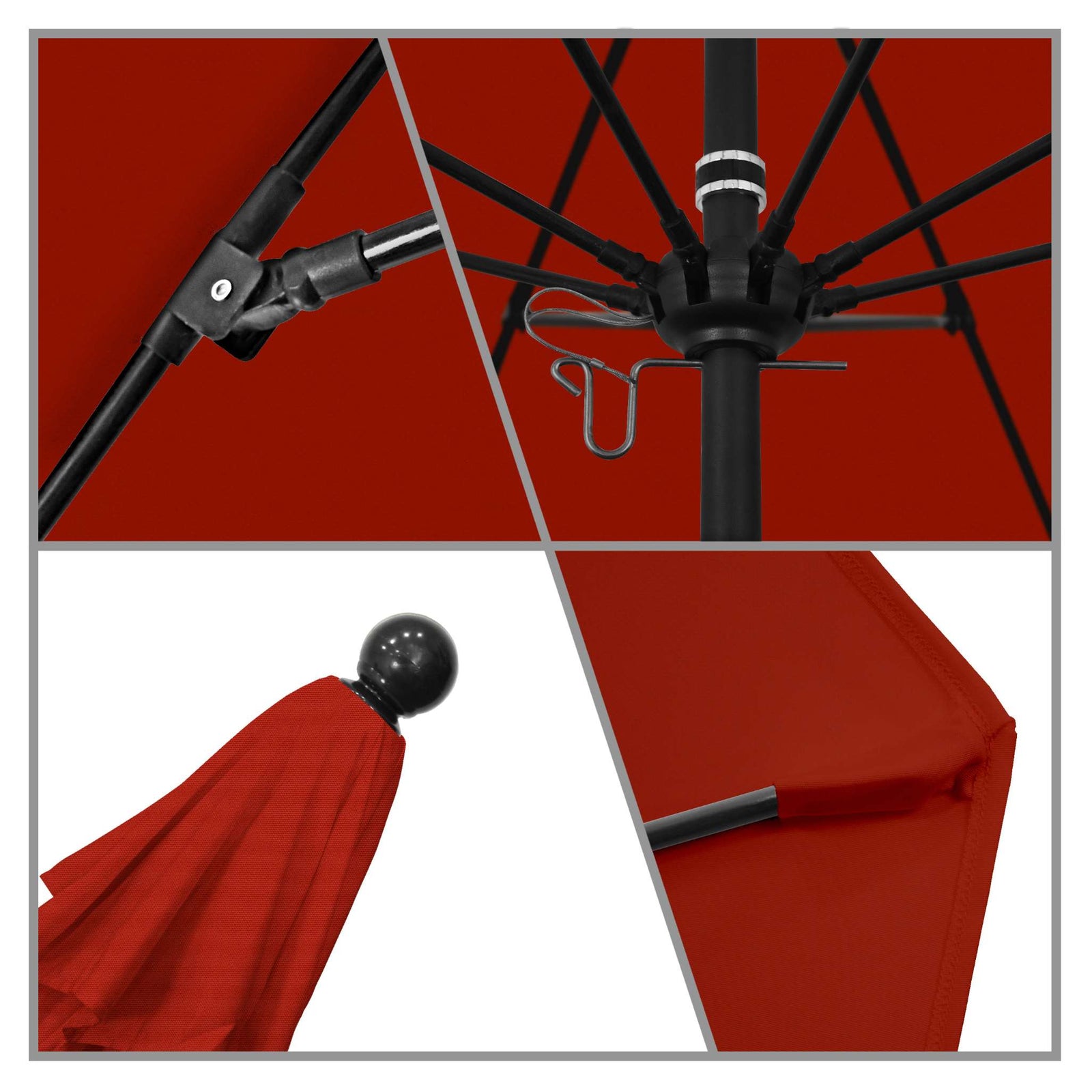 California Umbrellas Red 9' Patio Umbrella Black Pole, Olefin Canopy CAL-ALTO908302-F13
