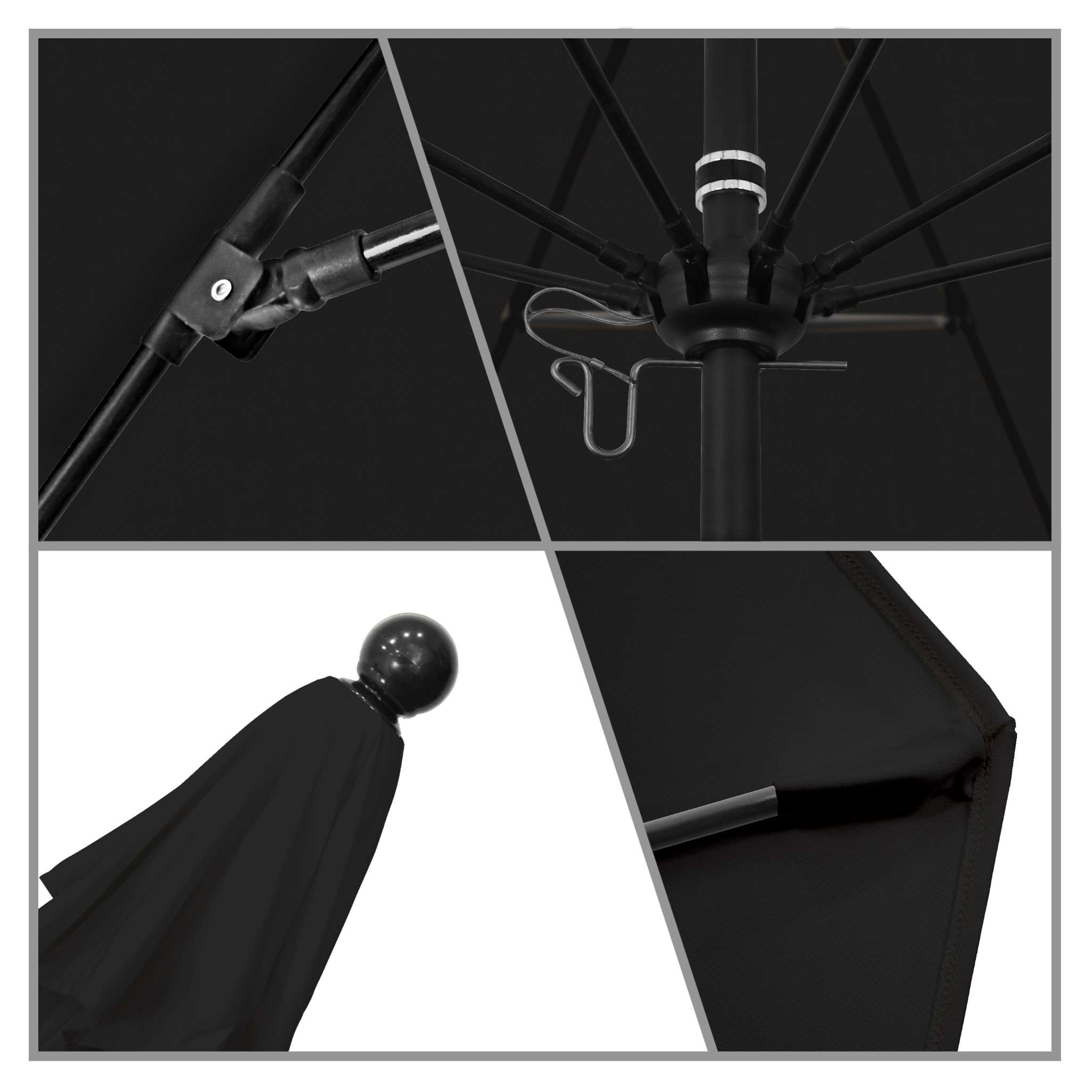 California Umbrellas Black 9' Patio Umbrella Black Pole, Olefin Canopy CAL-ALTO908302-F32