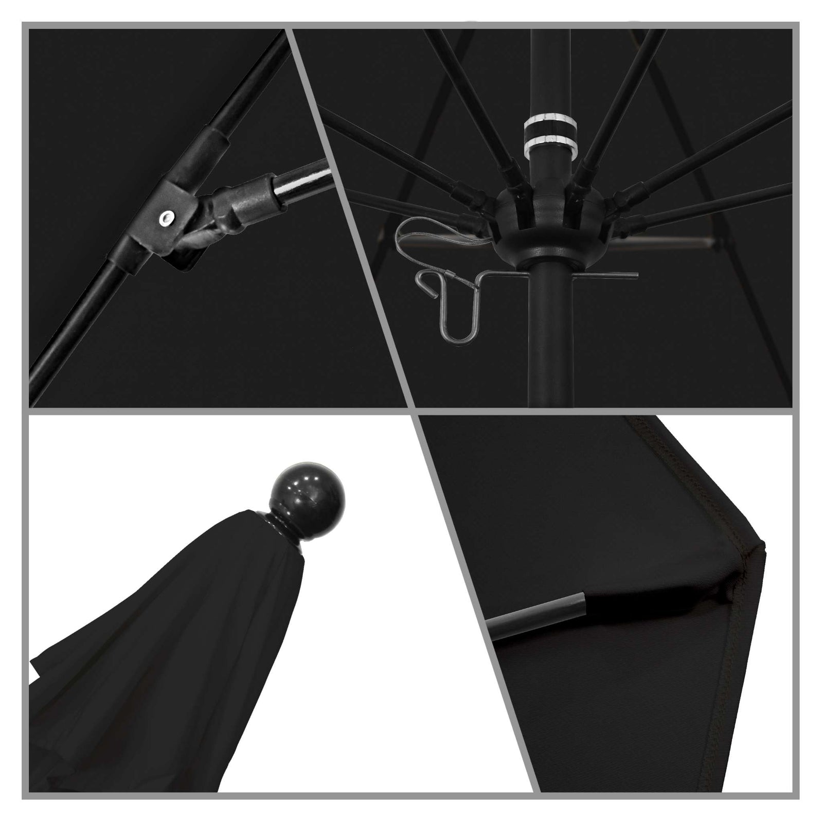 California Umbrellas Black 9' Patio Umbrella Black Pole, Olefin Canopy CAL-ALTO908302-F32