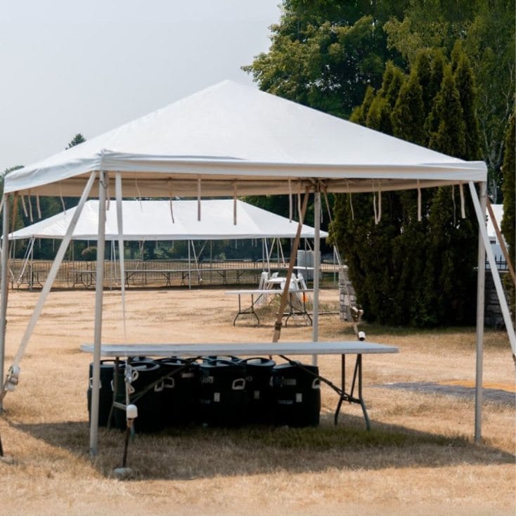 Chivari 10x10 Frame Tent with Ballasting System – Heavy-Duty Commercial Event Tent AMT-BDL-FRT-10x10-WHT-TBS-7F
