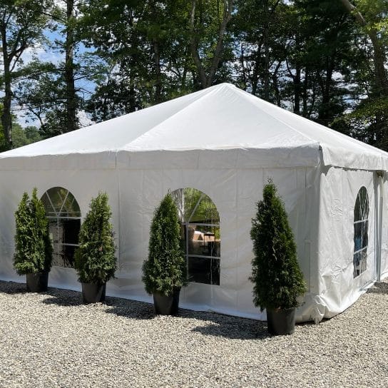 Chivari 20x20 Frame Tent with Ballasting System – Heavy-Duty Commercial Event Tent AMT-BDL-FRT-20x20-WHT-STK-7F