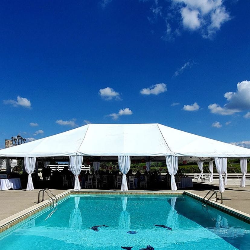 Chivari 40x60 Frame Tent with Stakes – Heavy-Duty Commercial Event Tent AMT-BDL-FRT-40x60-WHT-STK-7F