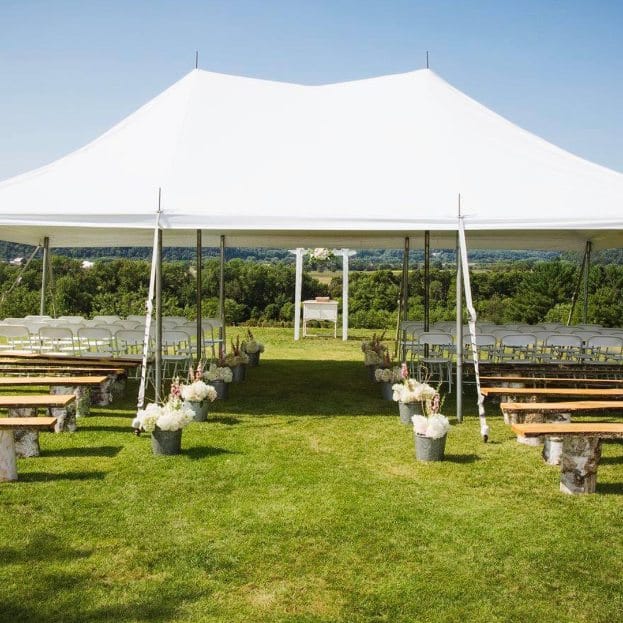Chivari 20x30 Pole Tent with Stakes – Heavy-Duty Commercial Event Tent AMT-BDL-PLT-20x30-WHT-ALU-STK-7F