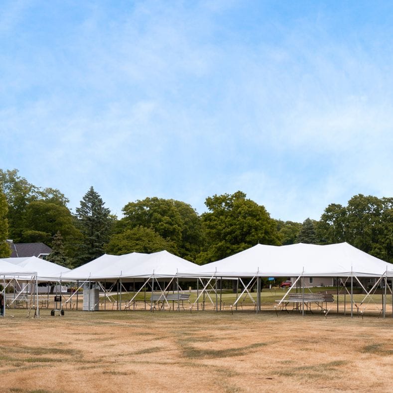Chivari 20x40 Pole Tent with Stakes – Heavy-Duty Commercial Event Tent AMT-BDL-PLT-20x40-WHT-ALU-STK-7F