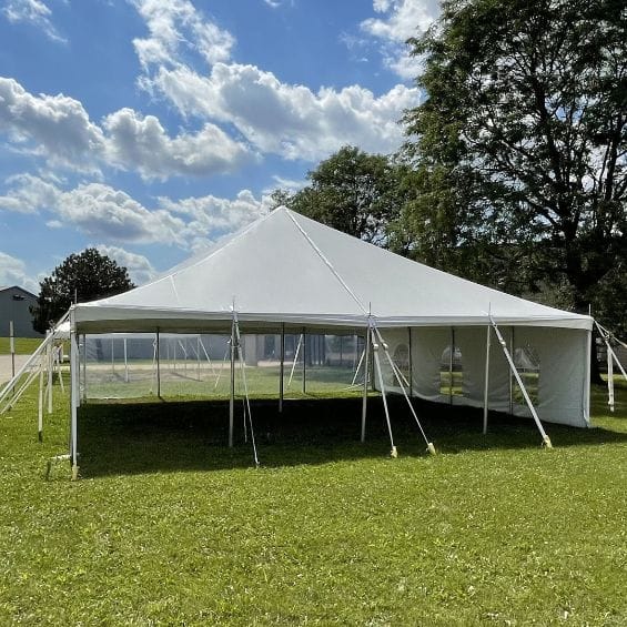 Chivari 30x30 Pole Tent with Stakes – Heavy-Duty Commercial Event Tent AMT-BDL-PLT-30x30-WHT-ALU-STK-7F