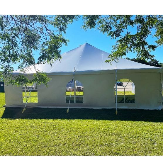 Chivari 30x30 Pole Tent with Stakes – Heavy-Duty Commercial Event Tent AMT-BDL-PLT-30x30-WHT-ALU-STK-7F