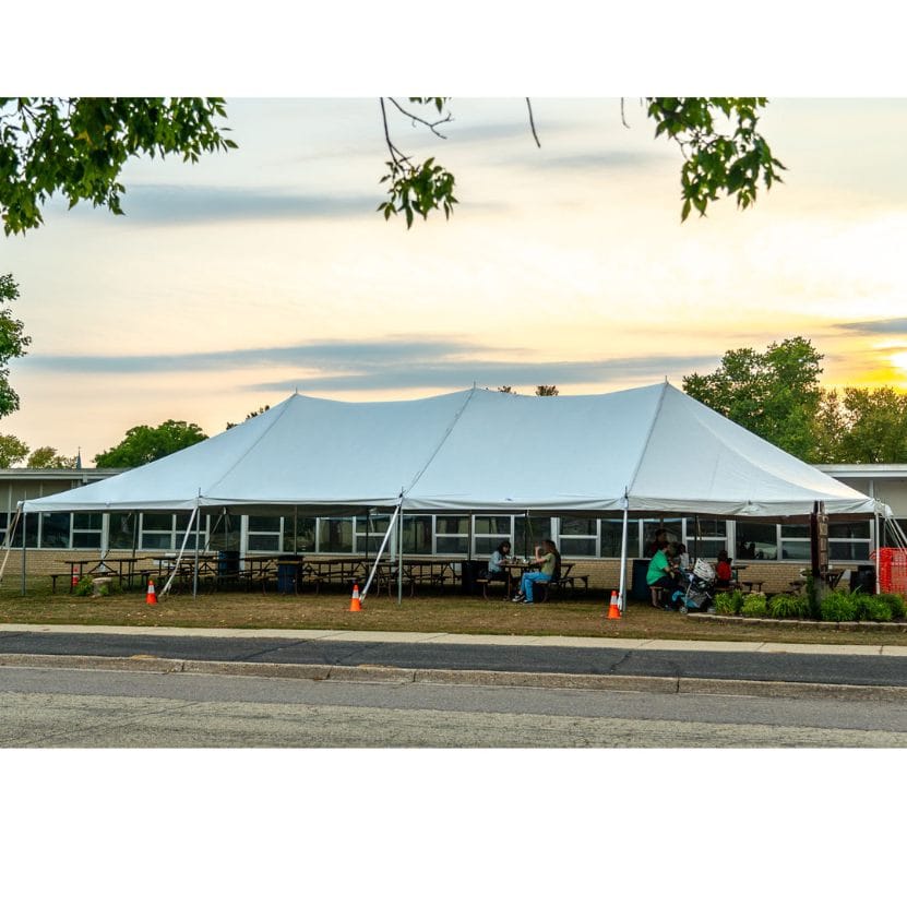 Chivari 30x60 Pole Tent with Stakes – Heavy-Duty Commercial Event Tent AMT-BDL-PLT-30x60-WHT-ALU-STK-7F