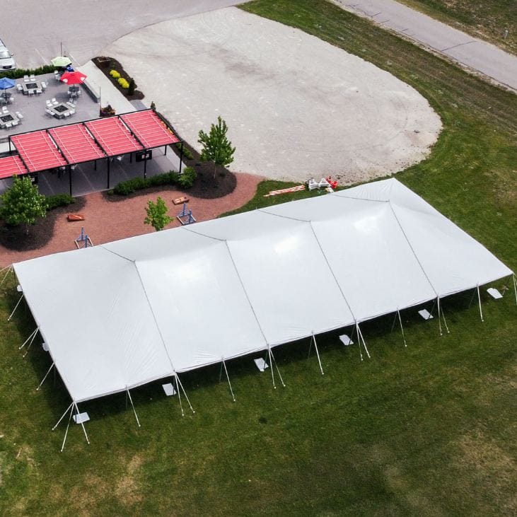 Chivari 40x100 Pole Tent with Stakes – Heavy-Duty Commercial Event Tent AMT-BDL-PLT-40x100-WHT-ALU-STK-7F