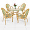 Toulouse Beige and Green French Bistro Set Includes 40" Table and 4 Chairs with Arms FBK-BG-AW4-AX