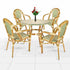 Toulouse Beige and Green French Bistro Set Includes 40" Table and 4 Chairs with Arms FBK-BG-AW4-AX