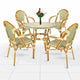 Toulouse Beige and Green French Bistro Set Includes 40" Table and 4 Chairs with Arms FBK-BG-AW4-AX