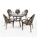 Toulouse Black and White French Bistro Set Includes 40" Table and 4 Chairs with Arms FBK-BLA-ABLA4-AX
