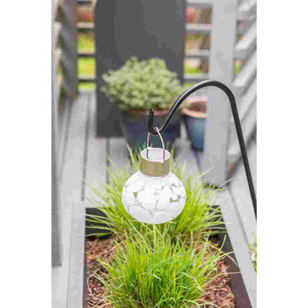 Allsop White Allsop Tea Lantern Hand Blown Glass Solar Lantern ASP-30454