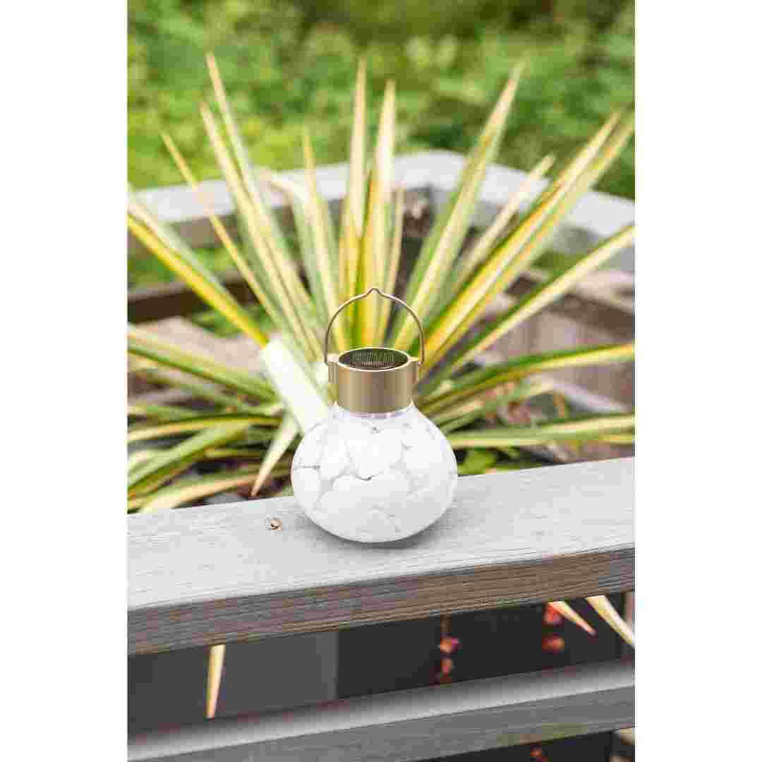 Allsop White Allsop Tea Lantern Hand Blown Glass Solar Lantern ASP-30454