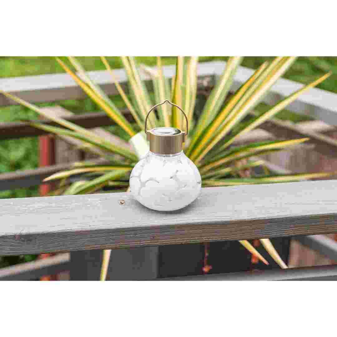 Allsop White Allsop Tea Lantern Hand Blown Glass Solar Lantern ASP-30454