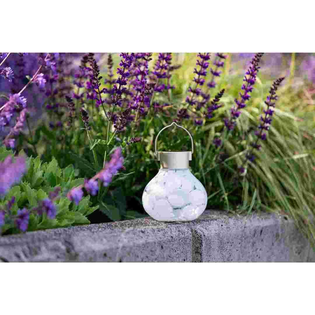 Allsop White Allsop Tea Lantern Hand Blown Glass Solar Lantern ASP-30454