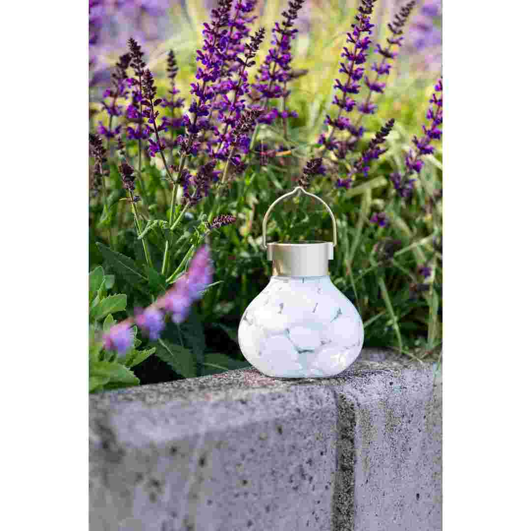 Allsop White Allsop Tea Lantern Hand Blown Glass Solar Lantern ASP-30454