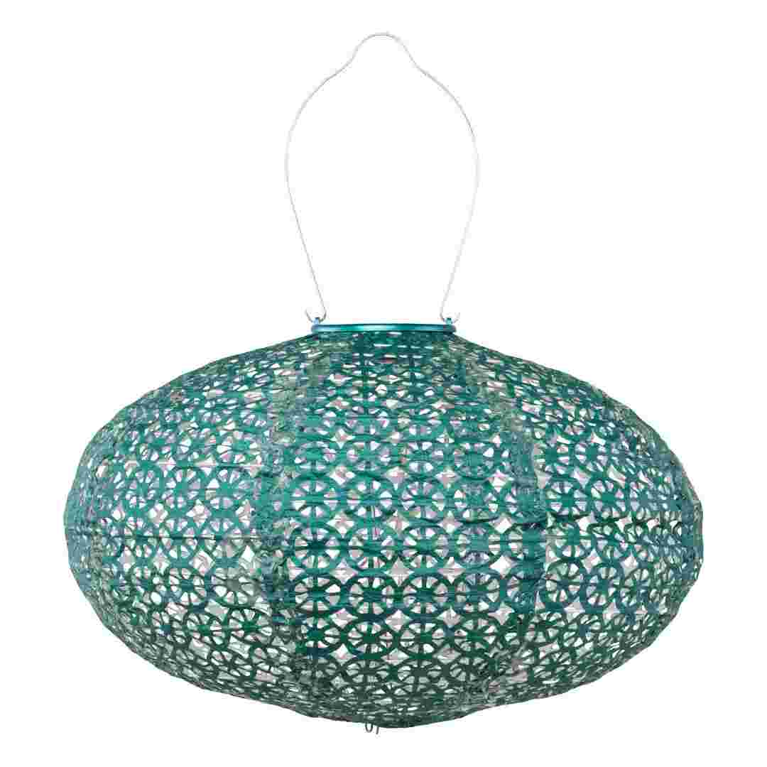 Allsop Metallic Emerald Allsop Oval Wagon Wheel 14" x 9" Solar Lantern ASP-32027