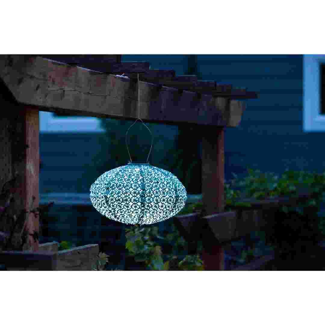 Allsop Metallic Emerald Allsop Oval Wagon Wheel 14" x 9" Solar Lantern ASP-32027