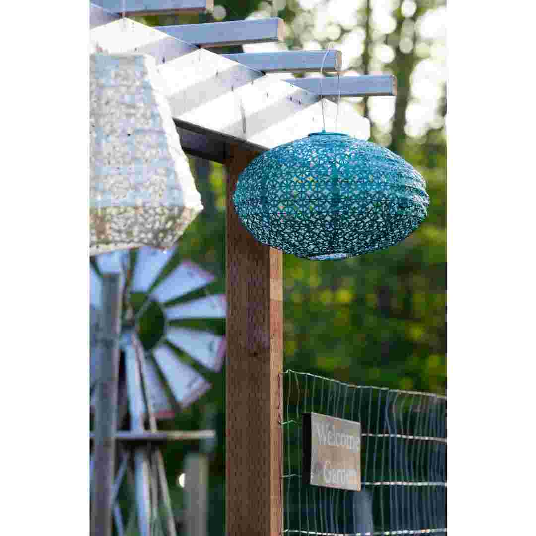 Allsop Metallic Emerald Allsop Oval Wagon Wheel 14" x 9" Solar Lantern ASP-32027