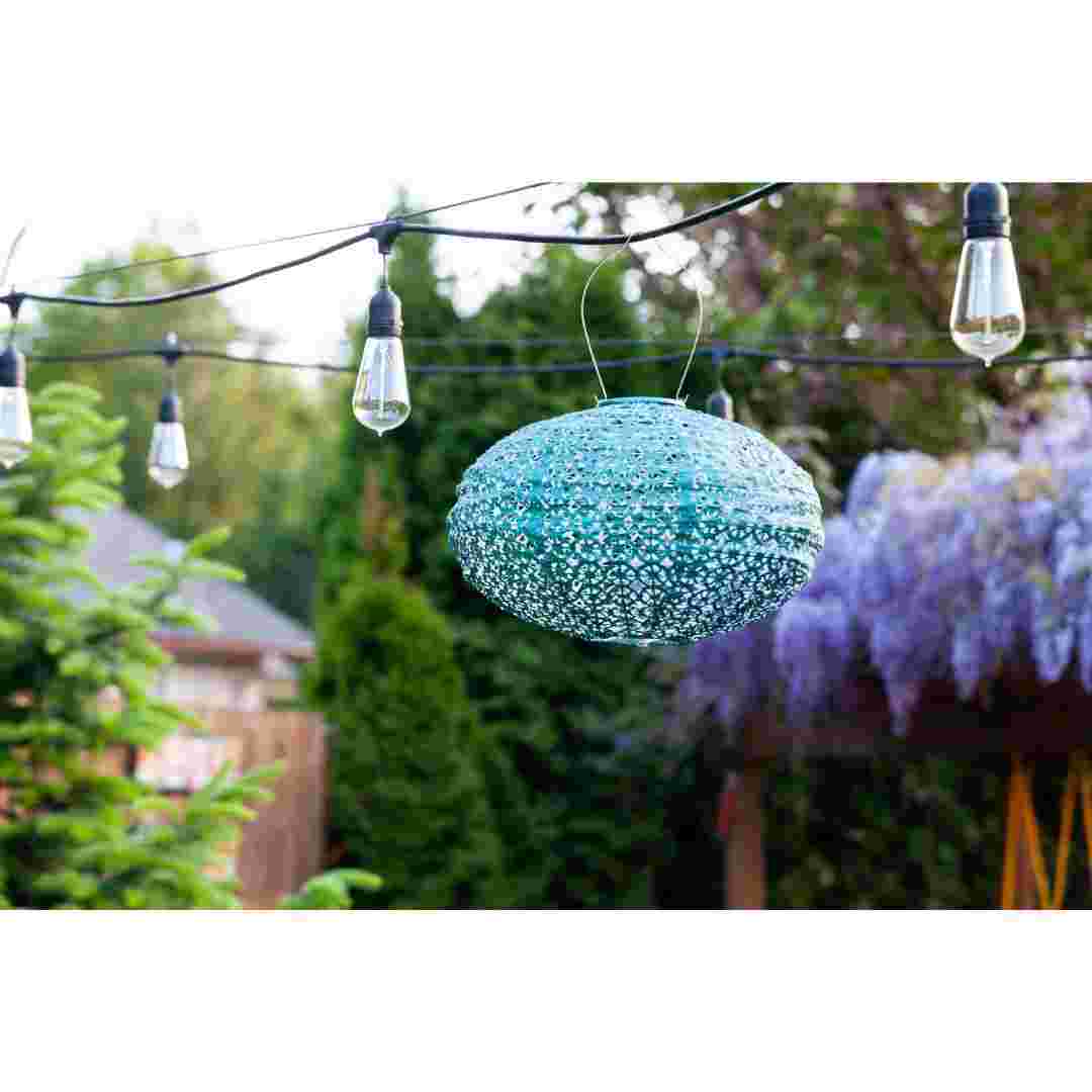 Allsop Metallic Emerald Allsop Oval Wagon Wheel 14" x 9" Solar Lantern ASP-32027