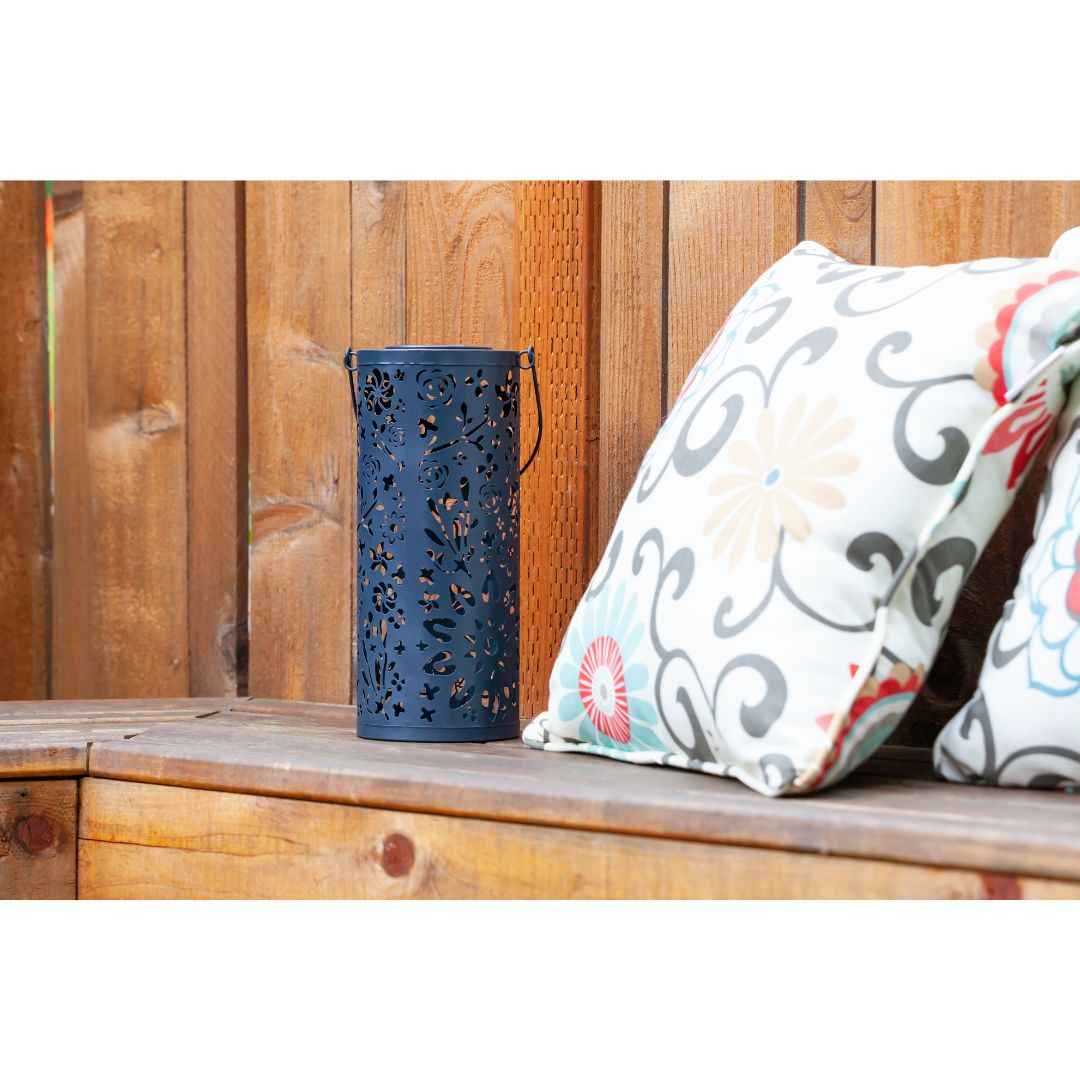 Allsop Midnight Blue Allsop Bloom Lantern Punched Metal Solar Light ASP-32160