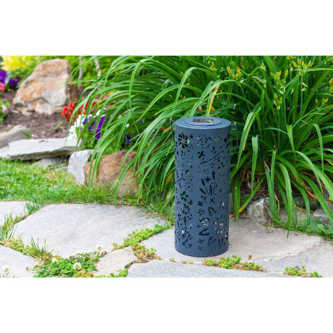Allsop Midnight Blue Allsop Bloom Lantern Punched Metal Solar Light ASP-32160