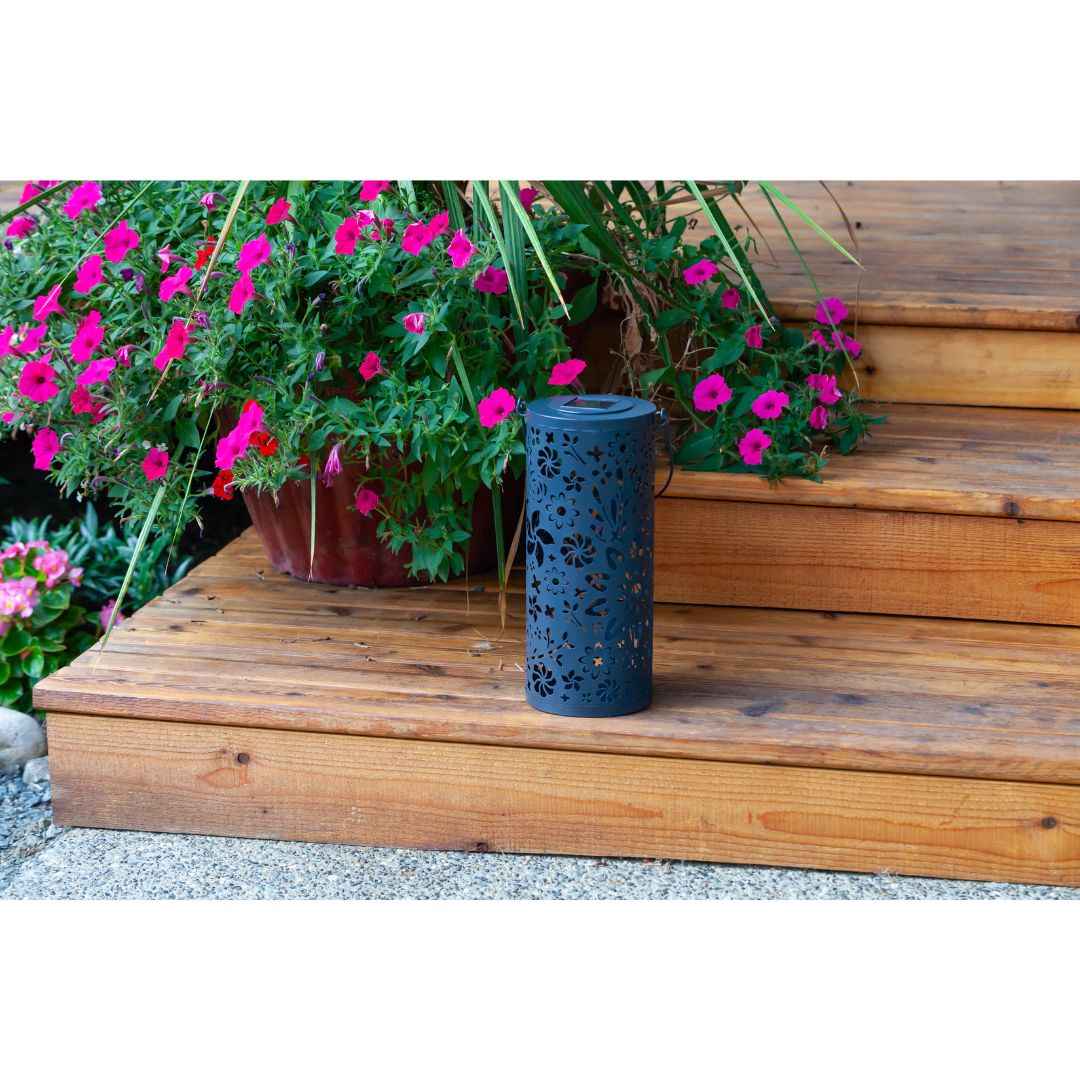 Allsop Midnight Blue Allsop Bloom Lantern Punched Metal Solar Light ASP-32160