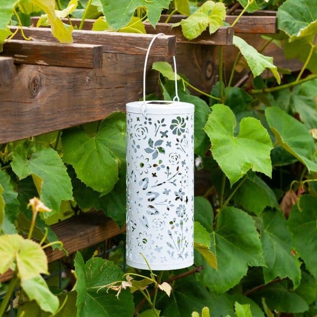Allsop White Allsop Bloom Lantern Punched Metal Solar Light ASP-32161
