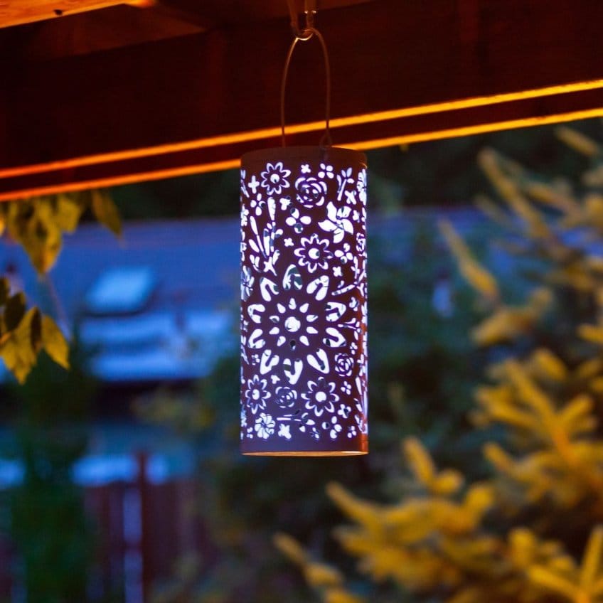 Allsop White Allsop Bloom Lantern Punched Metal Solar Light ASP-32161