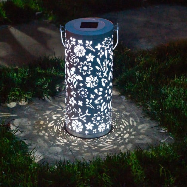 Allsop White Allsop Bloom Lantern Punched Metal Solar Light ASP-32161